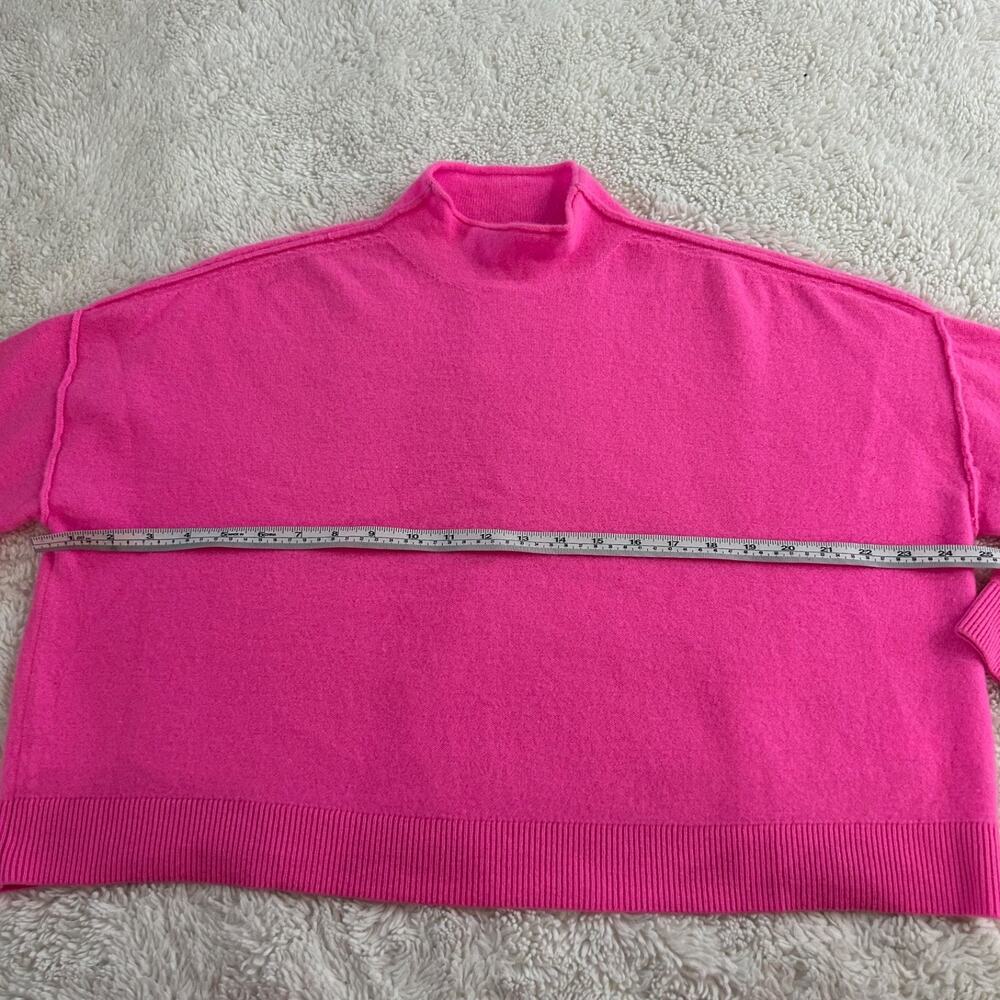 Pilcro Womens Alani Cashmere Mock-Neck Sweater Hot Pink Preppy Casual Fun Sz M - Picture 3 of 6